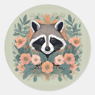 Cottagecore Cute Raccoon Classic Round Sticker