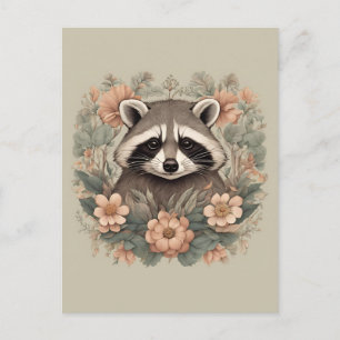 Cottagecore Cute Raccoon Postcard