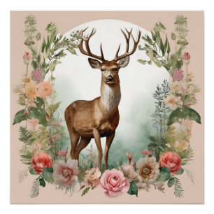 Cottagecore Deer Poster