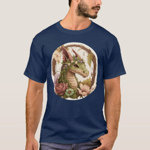 Cottagecore Dragon Cute Fantasy Anime Animal Flowe T-Shirt