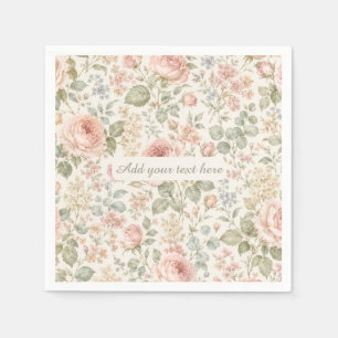 Cottagecore Dusty Rose Sage Green Floral Garden Napkin