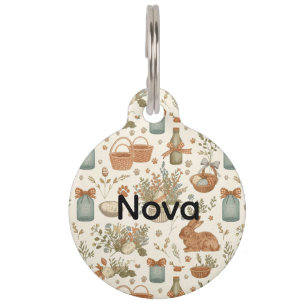 Cottagecore Easter Bunny Farmhouse Rustic Spring Pet Tag