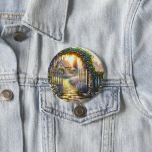 Cottagecore Enchanted Garden Pathway 3 Inch Round Button