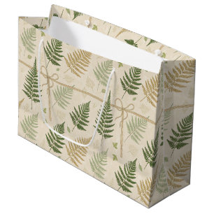 Cottagecore Fern Leaves Print Large Gift Bag
