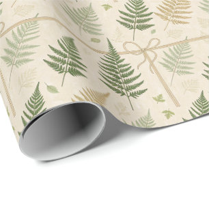 Cottagecore Fern Leaves Print Wrapping Paper Roll
