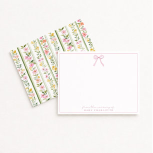 Cottagecore Floral Bow Nursery Note Card