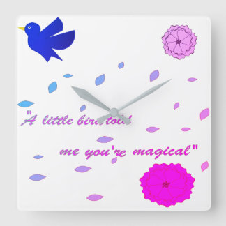 "Cottagecore Floral Clock - Purple Bird & Pink Flo