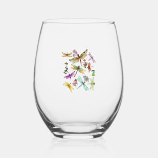 Cottagecore Floral Dragonfly Breed Collection Ento Stemless Wine Glass