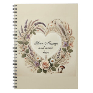 Cottagecore “Floral Heart & Wild Mushrooms” Notebo Notebook