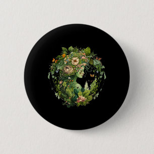 Cottagecore Floral Mother Earth Hippie Nature Eart 2 Inch Round Button