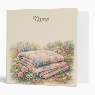 Cottagecore Floral Patchwork Quilt Watercolor Binder