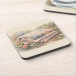 Cottagecore Floral Patchwork Quilt Watercolor Coaster<br><div class="desc">A dreamy cottagecore scene unfolds through soft watercolor brushstrokes, featuring a vintage-inspired patchwork quilt surrounded by blooming garden florals. Gentle pastel hues of blush pink, dusty blue, sage green, and buttery cream create a soothing, nostalgic palette that feels both whimsical and serene. The composition evokes cozy countryside charm, blending shabby...</div>