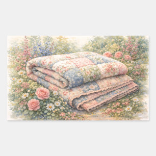 Cottagecore Floral Patchwork Quilt Watercolor Sticker