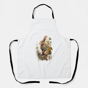 Cottagecore Floral Rabbit Cute Woodland Aesthetic  Apron