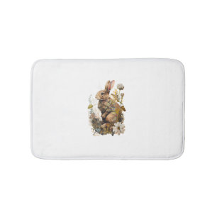 Cottagecore Floral Rabbit Cute Woodland Aesthetic Bath Mat