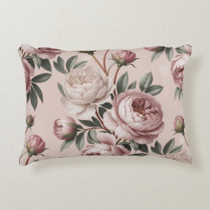 Cottagecore Floral Romantic Vintage Peony Accent Pillow
