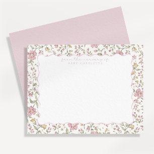 Cottagecore Floral Wavy Border Nursery Note Card
