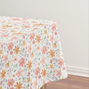 Cottagecore flower thanksgiving white tablecloth