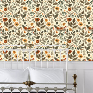 Cottagecore Flowers in Earth Tones Wallpaper