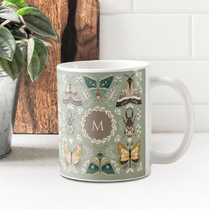 Cottagecore Folk Art Insect Monogram Coffee Mug