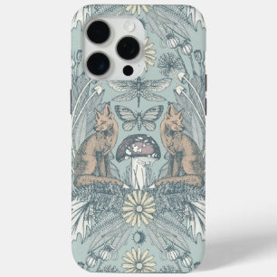 cottagecore fox damask pale opal iPhone 15 pro max case