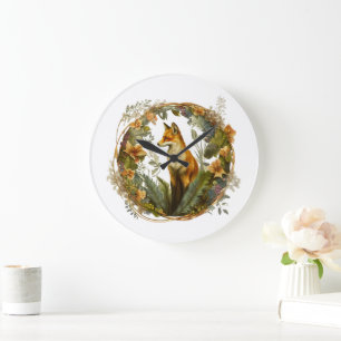 Cottagecore Fox Vintage Large Clock