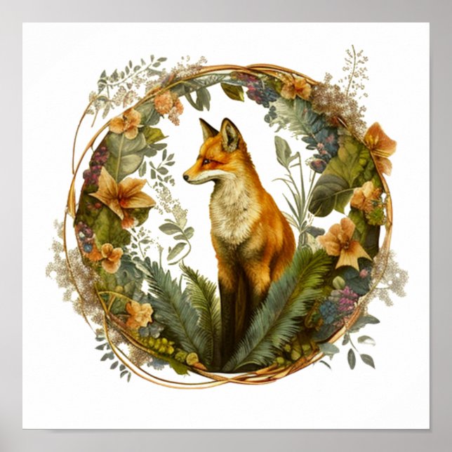 Cottagecore Fox Vintage Poster (Front)