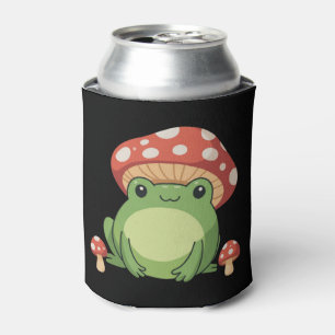 Cottagecore Frog Aesthetic Cute Frog with Mushroom Can Cooler