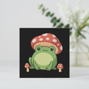 Cottagecore Frog Aesthetic Cute Frog with Mushroom Invitation