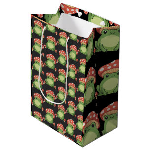 Cottagecore Frog Aesthetic Cute Frog with Mushroom Medium Gift Bag