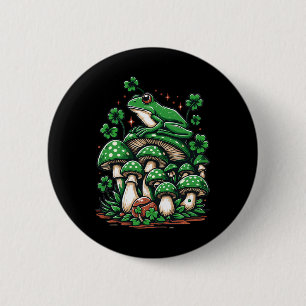 Cottagecore Frog Aesthetic Under Mushroom St Patri 2 Inch Round Button
