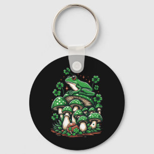 Cottagecore Frog Aesthetic Under Mushroom St Patri Keychain