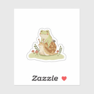 Cottagecore Frog and Snail Friendship Illustration