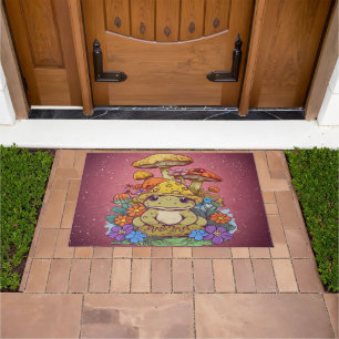 Cottagecore Frog Flowers Mushrooms Doormat