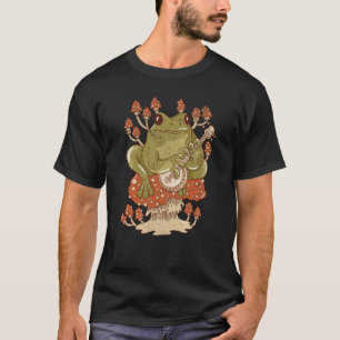 Cottagecore Frog Mushroom Banjo Flowers Forest Nat T-Shirt