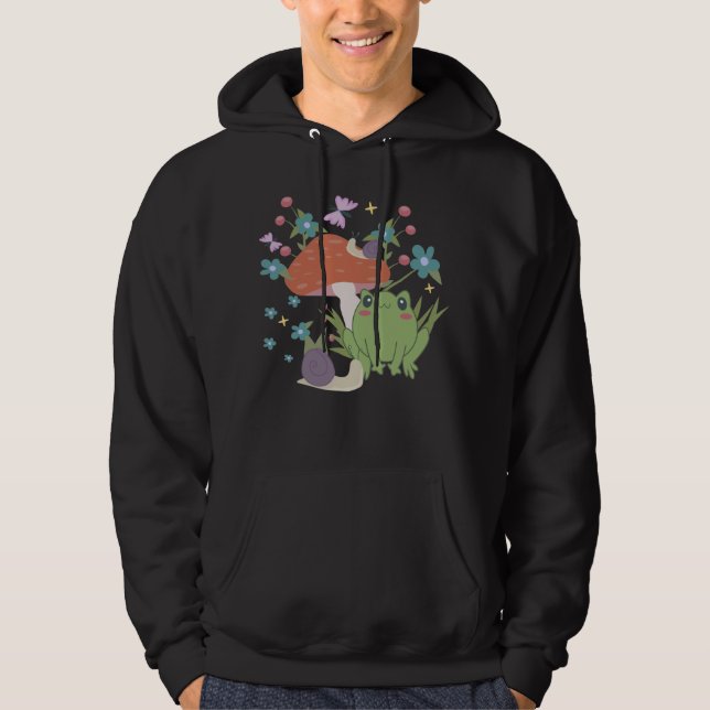 cottagecore frog mushroom hoodie (Front)