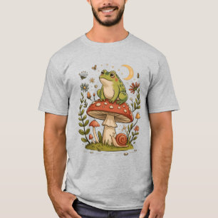 Cottagecore Frog Mushroom Toadstool Moon Forest  T-Shirt
