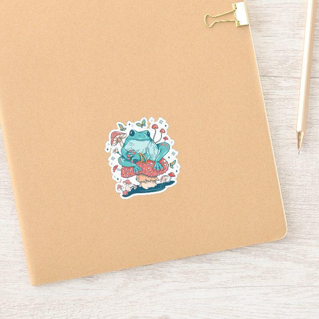Cottagecore frog on mushroom house  (Notebook)