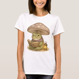 Cottagecore Frog Reading Book T-Shirt