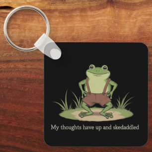 Cottagecore Frog Skedaddle Funny Sarcastic Keychain