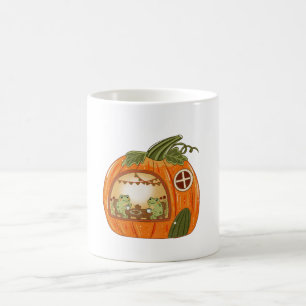 Cottagecore Frog Tea Party in Pumpkin House Art Coffee Mug