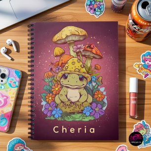 Cottagecore Frog with Flowers and Mushrooms Notebook