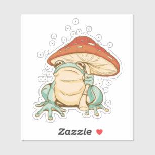 Cottagecore frog with mushroom