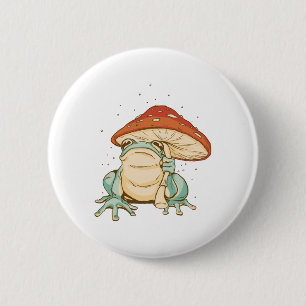 Cottagecore frog with mushroom 2 inch round button
