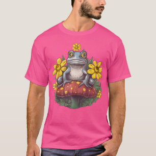Cottagecore Frog With Mushroom Hat Mushroom Frogs  T-Shirt