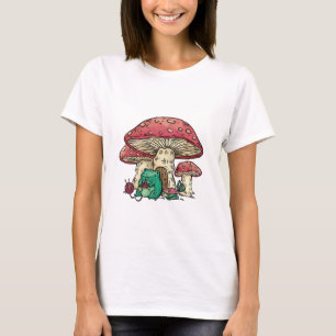 Cottagecore frog with mushroom house T-Shirt