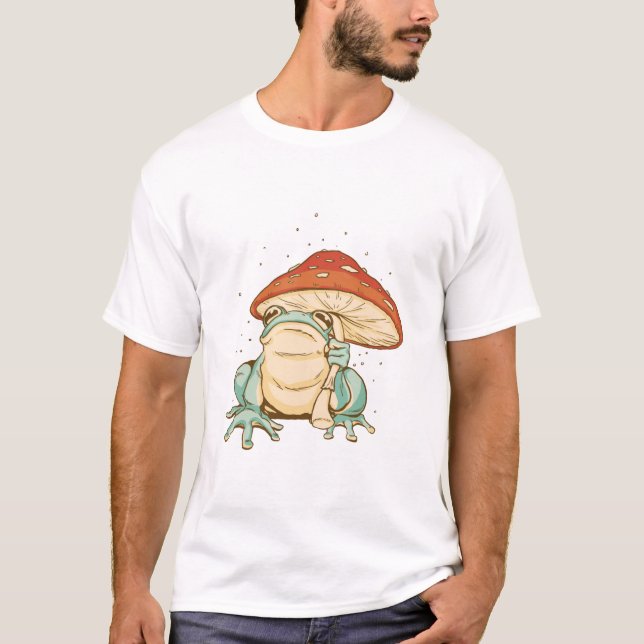 Cottagecore frog with mushroom T-Shirt (Front)