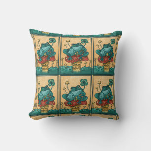 Cottagecore frog with mushroom  throw pillow