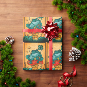 Cottagecore frog with mushroom  wrapping paper