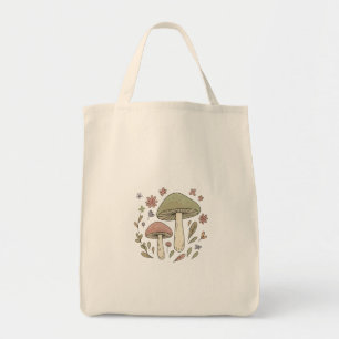 Cottagecore Fungi Floral   Aesthetic Reusable Shop Tote Bag